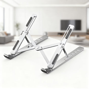 Aluminium Laptop Stand Silver & Black With Detachable Single & Dual Fan Stand For Laptop