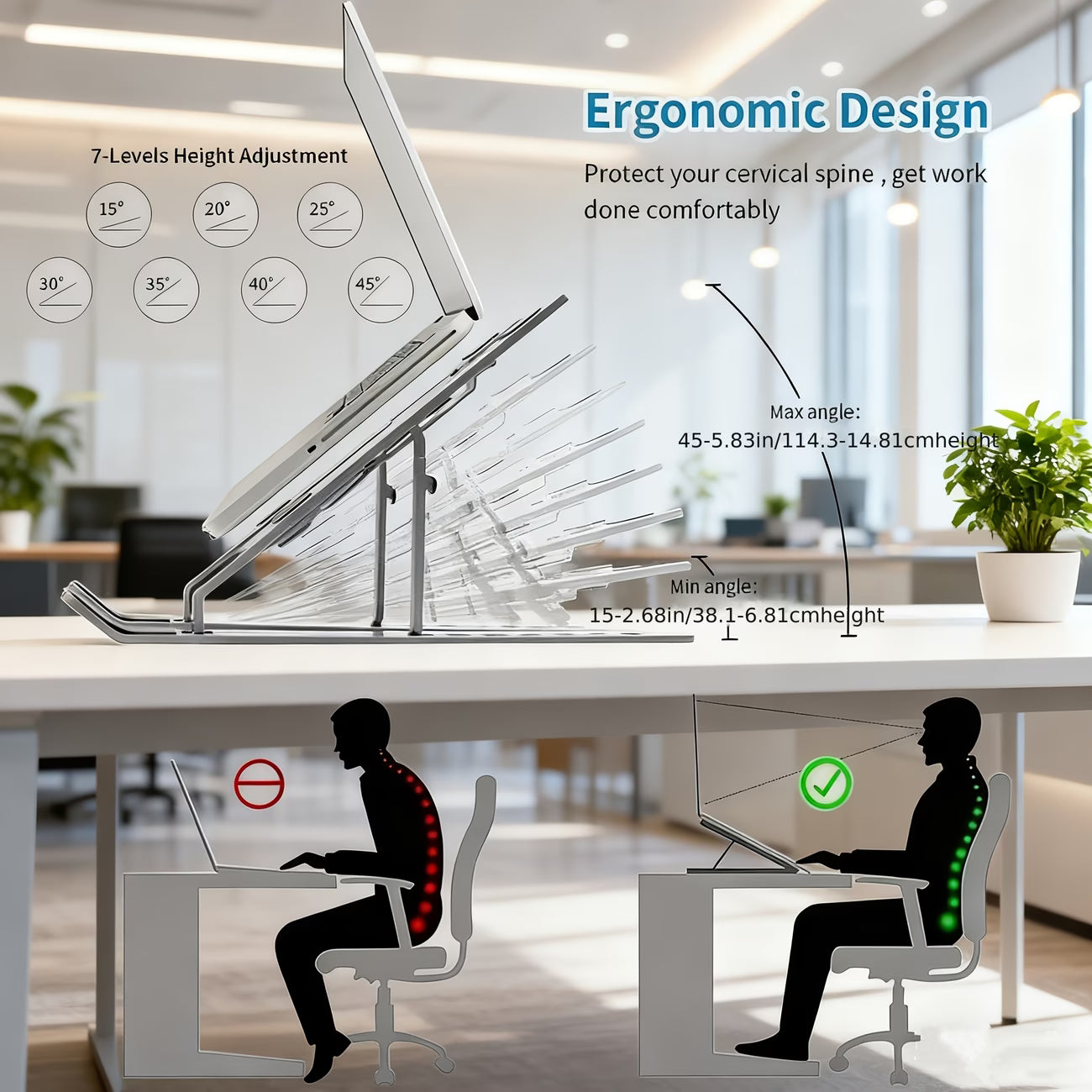 Aluminium Laptop Stand Silver & Black With Detachable Single & Dual Fan Stand For Laptop